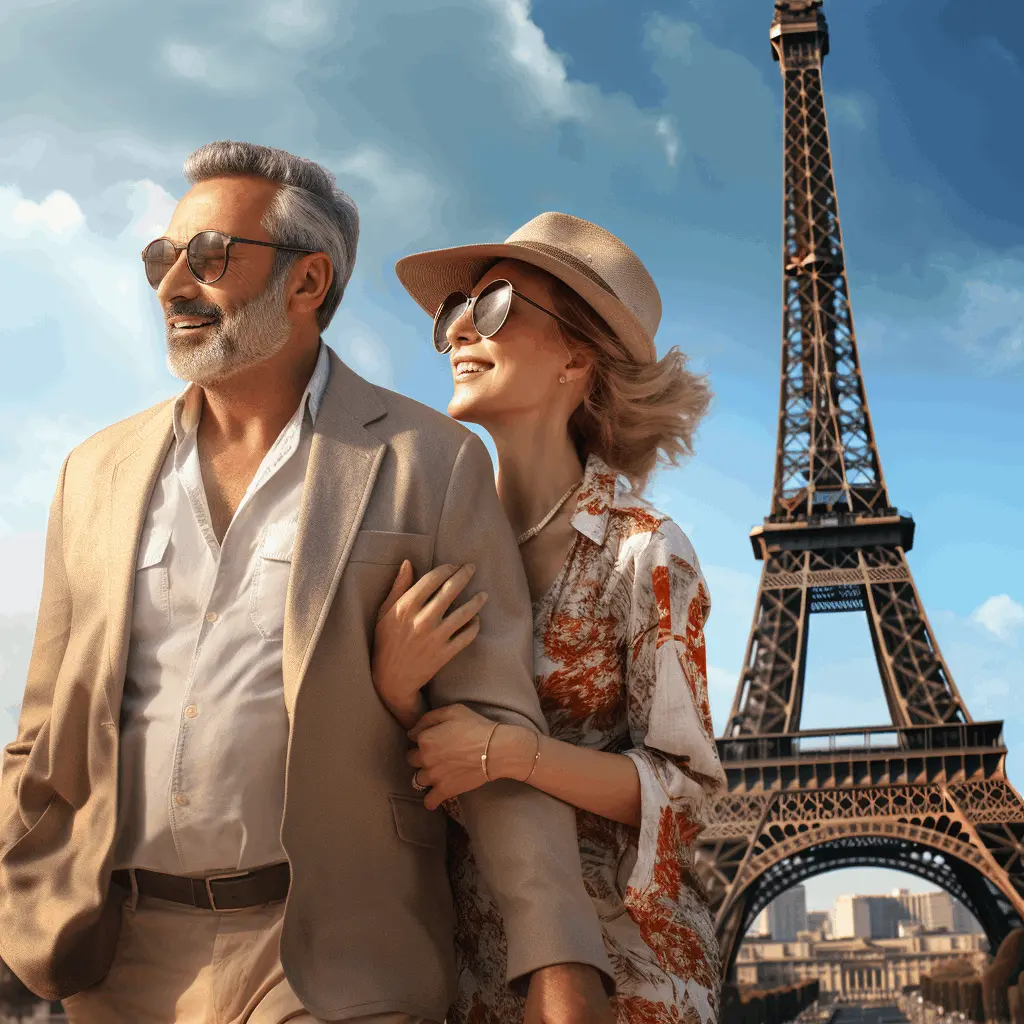 Pareja disfrutando el retiro en Paris